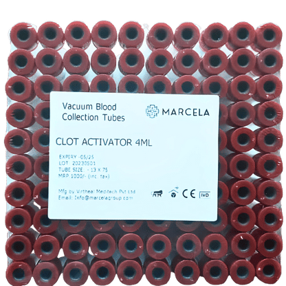 10 x  Marcela Clot Activator Vacuum Blood Collection Tube - 4ml Pack of 100 Tubes